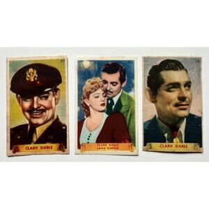3 RARE 1930s 1940s Clark Gable Cards Gone with the Wind, Misfits, Mutiny Bounty